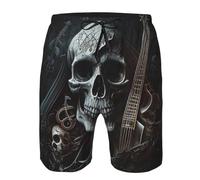 Pantalones Cortos De Playa Música De Calaveras, Muerte, Rock, Heavy Metal, Genial Shorts Secado Rápido Bañador para Hombre Cordón Pantalones Cortos para Baloncesto Senderismo Playa XXL