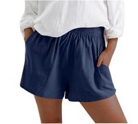 Pantalones cortos de playa para mujer verano de 2026 de cintura alta ancha acampanada, para vacaciones en playa, ocio al aire libre, casual cómodo, nueva colección beachwear, moda de verano, Azul