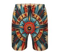 Pantalones Cortos De Playa Pluma De Geometría Nativa del Suroeste Bañador para Hombre Cordón Pantalones Cortos Hombre Short para Deportivos Verano Entrenamiento XXL