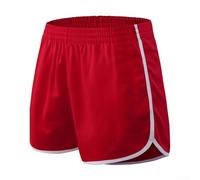 Pantalones cortos de poliéster de ajuste cómodo para correr, fitness, yoga, gimnasio, baloncesto y actividades físicas casuales al aire libre (L rojo)