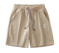 Pantalones cortos de punto gofre para hombre, ajuste holgado, cintura elástica, bolsillos con cordón, transpirables, para verano, casual, gimnasio, deporte, calle, pantalones cortos negros de gofre