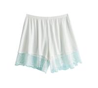 Pantalones Cortos De SatéN con Ribete De Encaje Silk Lace Safety Shorts, Large Size Anti-Exposure Insurance Pants, Bottoming(White,XL)
