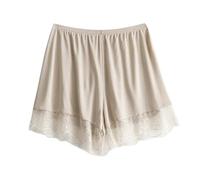 Pantalones Cortos De SatéN con Ribete De Encaje Silk Lace Safety Shorts, Large Size Anti-Exposure Insurance Pants, Bottoming(Nude,XL)