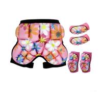 Pantalones cortos de snowboard con almohadillas de protección 3D para caderas y coxis, almohadilla flexible para principiantes, esquí, patinaje, 20-30 kg (rosa + rodilla + codo, talla S: 20-30 kg)