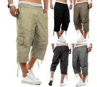Pantalones cortos de tres cuartos de largo para hombre, pantalones cargo largos para senderismo para hombre, pantalones de combate holgados para hombre, pantalones de ajuste suelto de tres cuartos