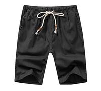 Pantalones cortos de verano para hombre 2026 Hombre Verano Casual Sólido Pantalones Cortos con Cordón Pantalones Cortos Casual Pantalones Cortos Playa Shorts, Negro , M