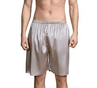 Pantalones cortos de verano para hombre, color liso, casual, recto, cintura elástica, pantalones cortos cómodos, pantalones de pijama con puntera abierta, plata, XXL