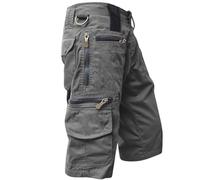 Pantalones cortos de verano para hombre, ligeros y aireados, pantalones cortos elásticos con bolsillos laterales, pantalones cortos cargo con cremallera, pantalones vaqueros de corte holgado