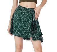Pantalones cortos de verano para mujer, falda informal con pantalones, pantalones cortos de gasa, ligeros, pantalones cortos, cintura elástica, minifalda con flores, pantalones cortos de playa