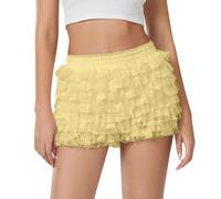 Pantalones Cortos De Verano para Mujer-Pantalones Cortos con Volantes De Estilo Lolita para Mujer Pantalones De Encaje con DiseñO De Calabaza Pantalones Cortos Sexys con Capas Enaguas Dulces Shorts
