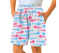 Pantalones cortos de verano para niños con patrón de espiga, transpirables, ligeros, cómodos, para jugar al aire libre, uso diario, ocio, deportes, elásticos, suaves, resistentes, Blanco, 11-12 años