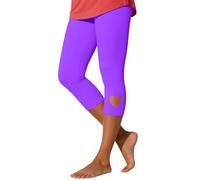 Pantalones cortos de yoga para mujer, elásticos, deportivos, largos, anticelulitis, leggings para correr, push up, leggings de compresión opacos, monocolor, pantalones de fitness, morado oscuro, S
