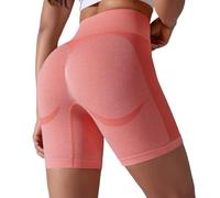 Pantalones Cortos Deportivas Mujer Shorts Yoga Cintura Alta Mallas Cortas Leggins Cortos sin Costuras Verano Plumi 3D anticelulitis Adelgazante Elástico Push Up Gym Jogging Correr Fitness
