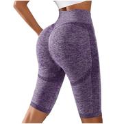 Pantalones Cortos Deportivas Mujer Shorts Yoga Cintura Alta Mallas Cortas Leggins Cortos sin Costuras Verano Plumi 3D anticelulitis Adelgazante Elástico Push Up Jogging Correr Gym Fitness