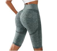 Pantalones Cortos Deportivas Mujer Shorts Yoga Cintura Alta Mallas Cortas Leggins Cortos sin Costuras Verano Plumi 3D anticelulitis Adelgazante Elástico Push Up Jogging Correr Gym Fitness