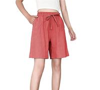 Pantalones Cortos Deportivo Mujer Verano de Cintura Alta Pantalón Corto de Color Sólido Pantalón Corto Deporte para Casuales Fitness Jogging Gimnasio Y Entrenamiento con Bolsillos horts con Cordón