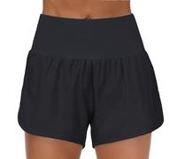 Pantalones cortos deportivos de gimnasio y yoga de verano 2 en 1 de cintura alta para mujer, pantalones cortos de running de secado rápido con forro de malla y bolsillos con cremallera para jogging y