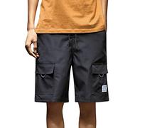 Pantalones cortos deportivos de playa sueltos de pierna recta para verano, pantalones de moda para hombre, pantalones cargo para hombre, pantalones cortos de natación rápidos, Negro, XXL
