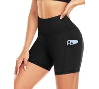 Pantalones Cortos Deportivos para Mujer, Pantalon Corto Ciclismo Gym Running Yoga Gym Fitness para Mujer con Bolsillos Mallas Cortos Verano No Transparente(Negro,XL)