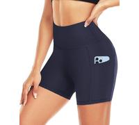 Pantalones Cortos Deportivos para Mujer, Pantalon Corto Ciclismo Gym Running Yoga Gym Fitness para Mujer con Bolsillos Mallas Cortos Verano No Transparente(Azul,XXL)