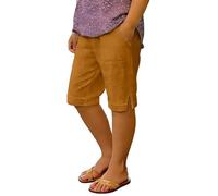 Pantalones cortos deportivos para niñas, con bolsillos en la cintura, rectos, color liso, casuales, pantalones cortos para niñas (marrón, 12-13 años)