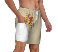 Pantalones Cortos Emblema Nacional De Barbados Short Deportivo Deportes Swim Trunks Casuales Shorts De Baño para Correr Playa Vacaciones M