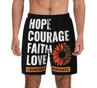 Pantalones Cortos Esperanza, Coraje, Fe, Amor: Concienciación sobre La Leucemia Swim Trunks Cómodo Bañador Hombre Ajustable Short Deportivo para Piscina Natación Viajes XXL