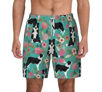 Pantalones Cortos Estampado De Flores De Border Collie Swim Trunks Deportivos Short Deportivo Transpirable Shorts De Baño para Correr Piscina Viajes XXL