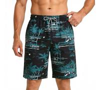 Pantalones Cortos Estampados para Hombre con Degradado de Color, bañadores de Verano para Playa y Surf con Ajuste cómodo y Cintura elástica, Tallas L a 3XL (Black, L)