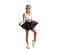 Pantalones Cortos fluidos para niñas, 2 en 1, diseño de Mariposa, con Bolsillos, para Baile, Gimnasio, Deportes, Parque Infantil, Negro -, 10-12 años
