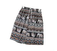 Pantalones cortos holgados con estampado de elefante para mujer, para verano, playa, festival, casual, recto, hasta la rodilla, delgados, transpirables, para vacaciones (talla promedio D)