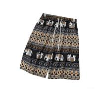 Pantalones cortos holgados con estampado de elefante para mujer, verano, playa, festival, casual, recto, hasta la rodilla, delgados, transpirables, para vacaciones (talla promedio F)