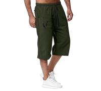 Pantalones Cortos Hombre 3/4 Verano Cintura Elástica Trabajo Algodon Sólidos Guapo Pantalon Hombre Cargo Primavera Pantalón Slim Fit 2025 Nuevo Bermudas Ofertas Flash Verde del ejército XXL XG