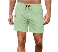 Pantalones Cortos Hombre Algodón y Lino Pantalon Corto Verano Trabajo Running Shorts Tallas Grandes Vestir Colores Sólidos Bermuda Shorts Deporte con Bolsillos Casual Ropa Hombre