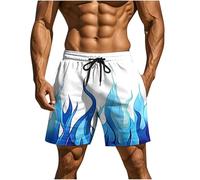 Pantalones Cortos Hombre Casual Moda Verano Estampado Llamas Playa Deporte