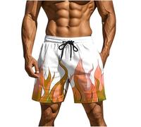 Pantalones Cortos Hombre Casual Moda Verano Estampado Llamas Playa Deporte