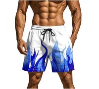 Pantalones Cortos Hombre Casual Moda Verano Estampado Llamas Playa Deporte