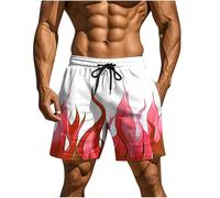 Pantalones Cortos Hombre Casual Moda Verano Estampado Llamas Playa Deporte