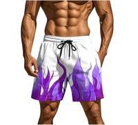 Pantalones Cortos Hombre Casual Moda Verano Estampado Llamas Playa Deporte