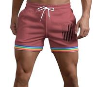 Pantalones Cortos Hombre Deportivo, Pantalon Corto Hombre Verano, Casuales con CordóN para CóModos Transpirables para Verano para Caminar Al Aire Libre DiseñO Bandera ArcoíRis Bermudas Shorts