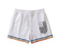 Pantalones Cortos Hombre Deportivo, Pantalon Corto Hombre Verano, Casuales con CordóN para CóModos Transpirables para Verano para Caminar Al Aire Libre DiseñO Bandera ArcoíRis Bermudas Shorts