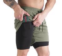 Pantalones Cortos Hombre Elástico Shorts Hombre Deportivos Bermuda Shorts Jogger Shorts Casual de Verano, Pantalón Corto con Bolsillos para Trotar Running Deporte Gym Fútbol (Verde, S)