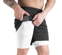 Pantalones Cortos Hombre Elástico Shorts Hombre Deportivos Bermuda Shorts Jogger Shorts Casual de Verano, Pantalón Corto con Bolsillos para Trotar Running Deporte Gym Fútbol (Negro, M)