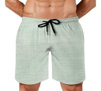 Pantalones Cortos Hombre geometría Verano Casual Textura de Lino Deporte Running Pants Jogging Cortos Pantalon Suelto Cómodo Cordón Pantalones de Playa Shorts M