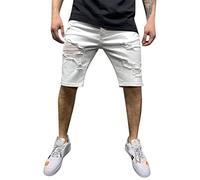 Pantalones Cortos Hombre Jeans Rotos Algodón Casual Stretch Pantalón Verano Denim Estilo Occidental Shorts Hombres con Agujeros Pantalones Cortos de Mezclilla Rasgados Bermudas