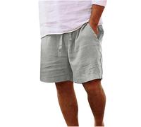 Pantalones Cortos Hombre Ofertas,Algodón y Lino Pantalon Corto Hombre Verano Casuales Cómodos para Playa Transpirables Pantalón Corto con Cordón y Cintura Elástica Bermuda Shorts Corte Recto y Ligero