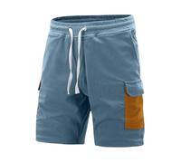 Pantalones Cortos Hombre Pantalones Cortos de Trabajo de Verano para Hombre, Pantalones Casuales, Bolsillos, Holgados, Retro, Hundred Five, Pantalones de Calle Alta (Light Blue, XXL)
