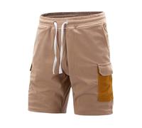 Pantalones Cortos Hombre Pantalones Cortos de Trabajo de Verano para Hombre, Pantalones Casuales, Bolsillos, Holgados, Retro, Hundred Five, Pantalones de Calle Alta (Khaki, XXL)