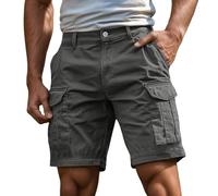 Pantalones Cortos Hombre Trabajo Verano Abotonados con Bolsillos Pantalon Corto Casual per Playa Deporte Gym Bermudas Cargo Ligero Clásicos Tallas Grandes