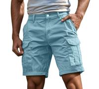 Pantalones Cortos Hombre Trabajo Verano Abotonados con Bolsillos Pantalon Corto Casual per Playa Deporte Gym Bermudas Cargo Ligero Clásicos Tallas Grandes